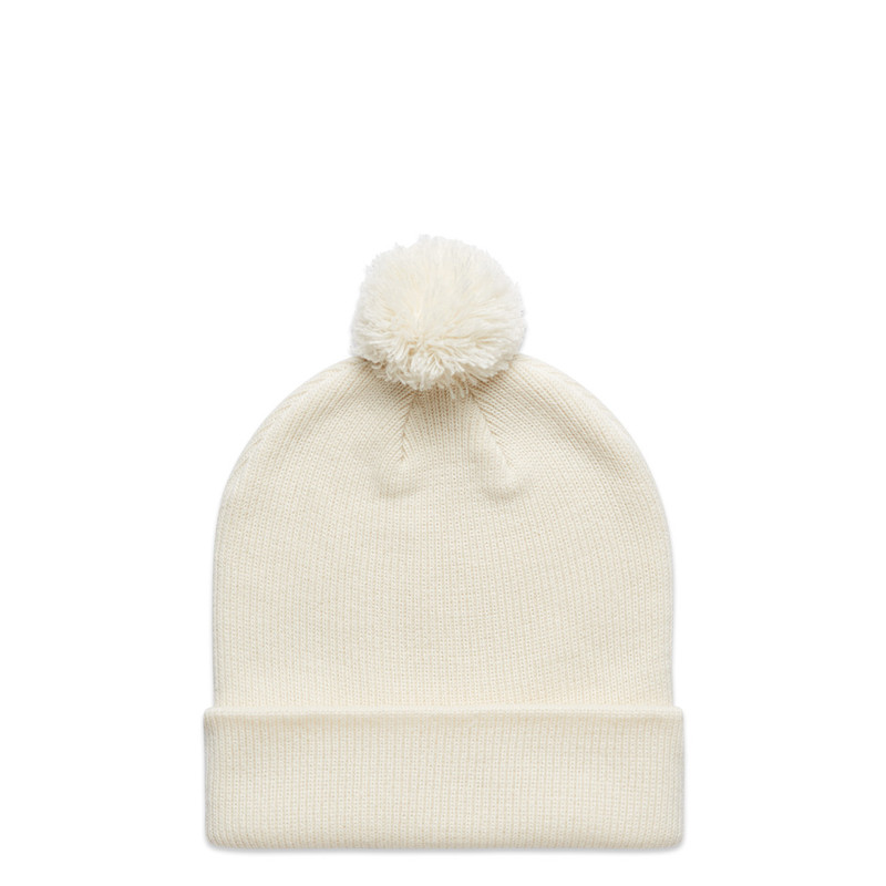 Pom Pom Beanie in Ecru